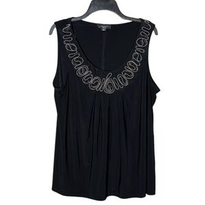R&M Richard’s Women’s Black Silver Ruffle Embellished Cami